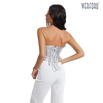 Amazon.com: WERFORU Women PU Leather Corset Top Lace-up Tied